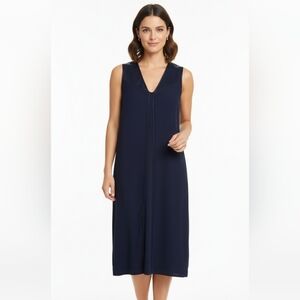 Vince Navy Blue Sateen Shift Dress Size small